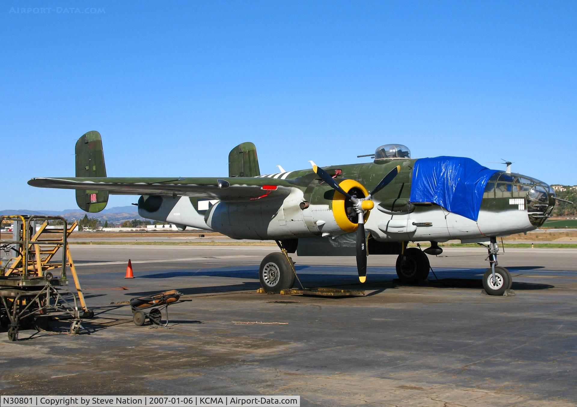 N30801, 1944 North American TB-25N Mitchell C/N 108-34076, American Aeronautical Foundation TB-25N at Camarillo Airport (CA) home base on sunny, balmy January day