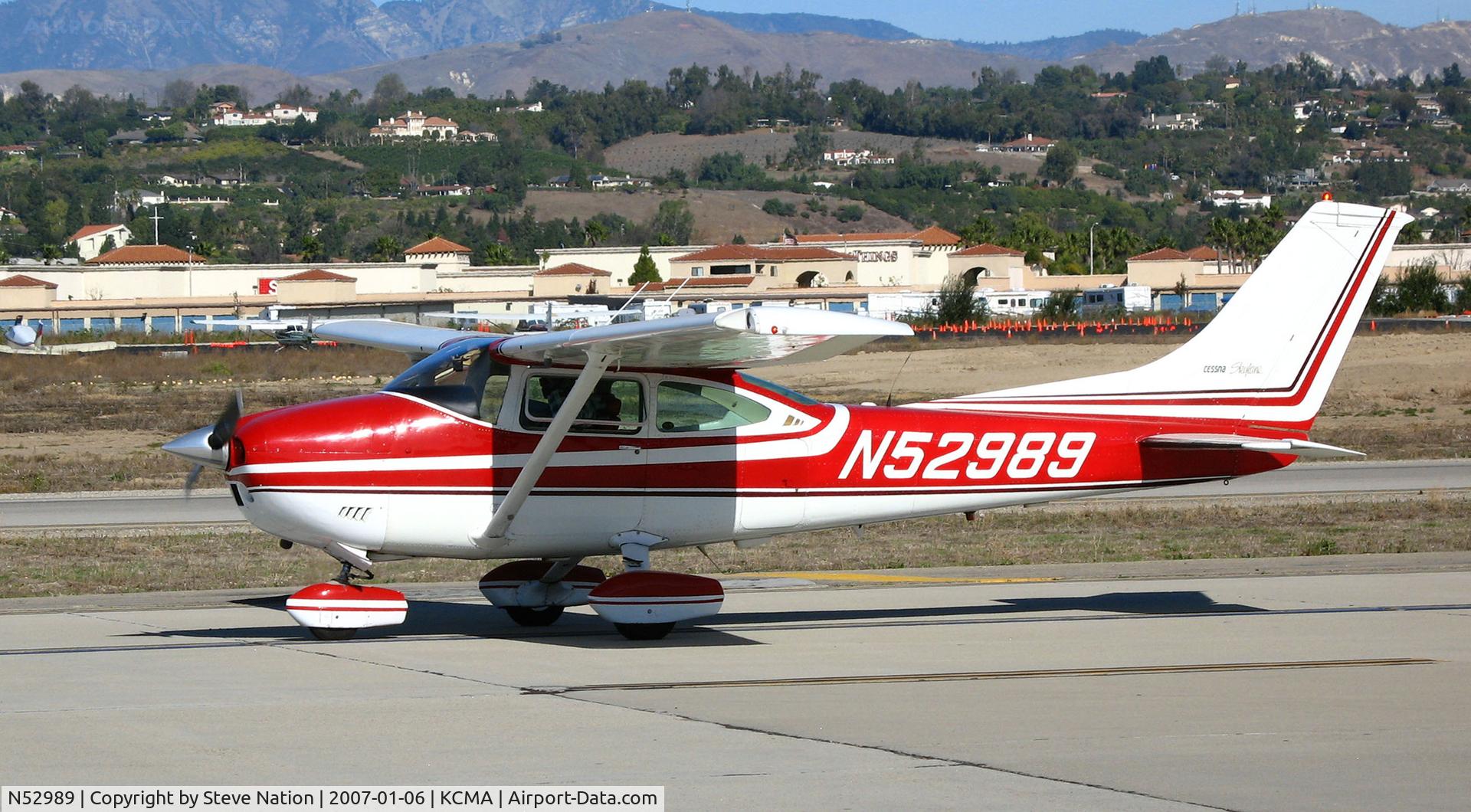 N52989, 1974 Cessna 182P Skylane C/N 18262989, 1974 Cessna 182P taxis at Camarillo Airport (CA) home base on sunny, balmy January day