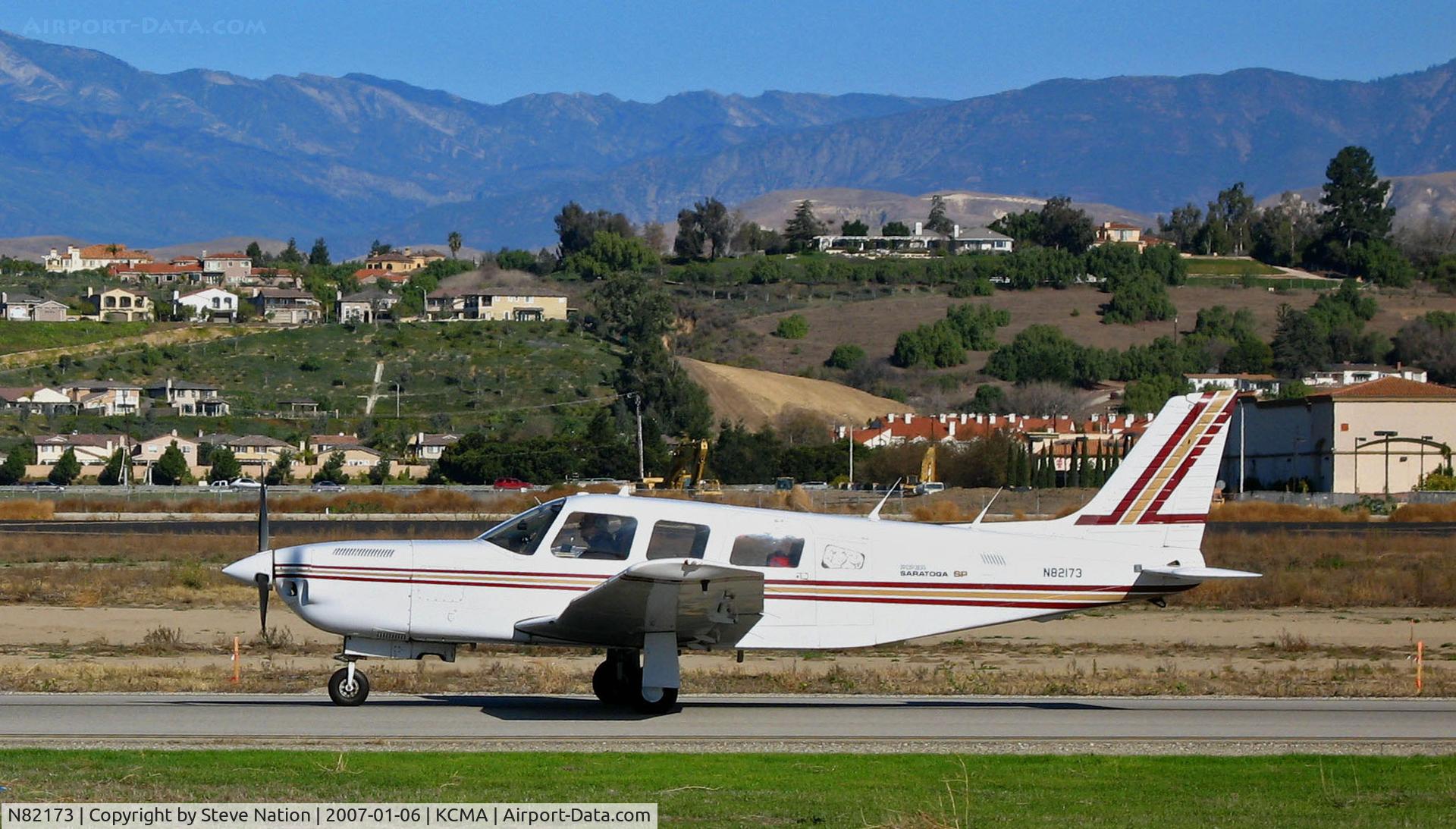 N82173, 1982 Piper PA-32R-301T Turbo Saratoga C/N 32R-8229055, 1982 Piper PA-32R-301T rolling out at Camarillo Airport (CA) home base on sunny, balmy January day