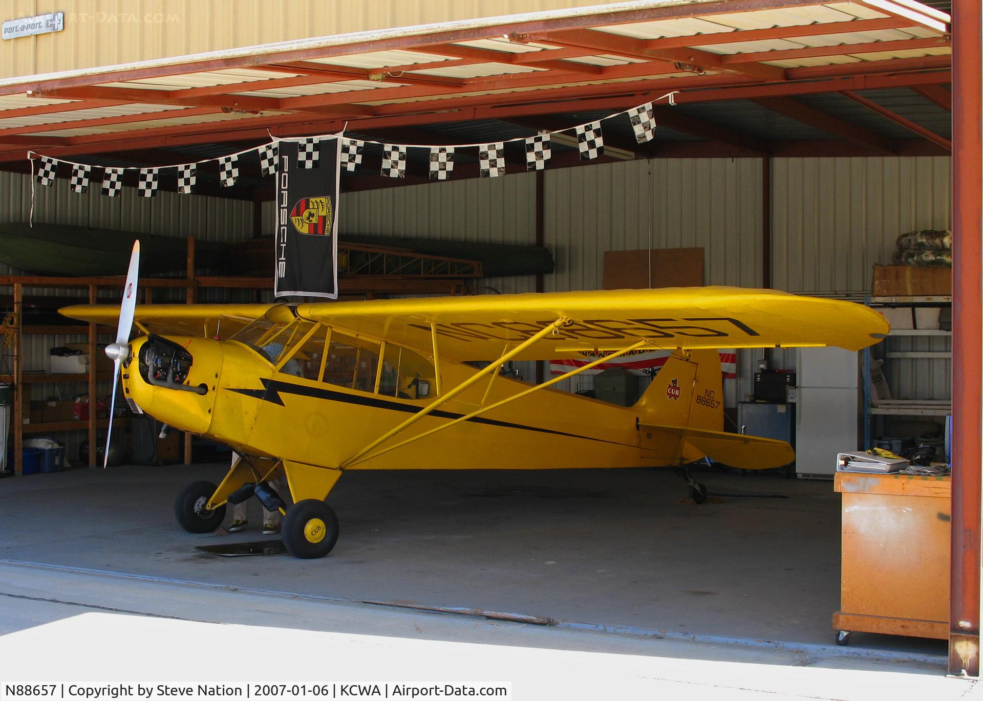 N88657, 1946 Piper J3C-65 Cub C/N 16286, 1946 Piper J3C-65 (painted as NC88657) couldn't be coaxed from hangar at Camarillo Airport (CA) home base on sunny, balmy January day