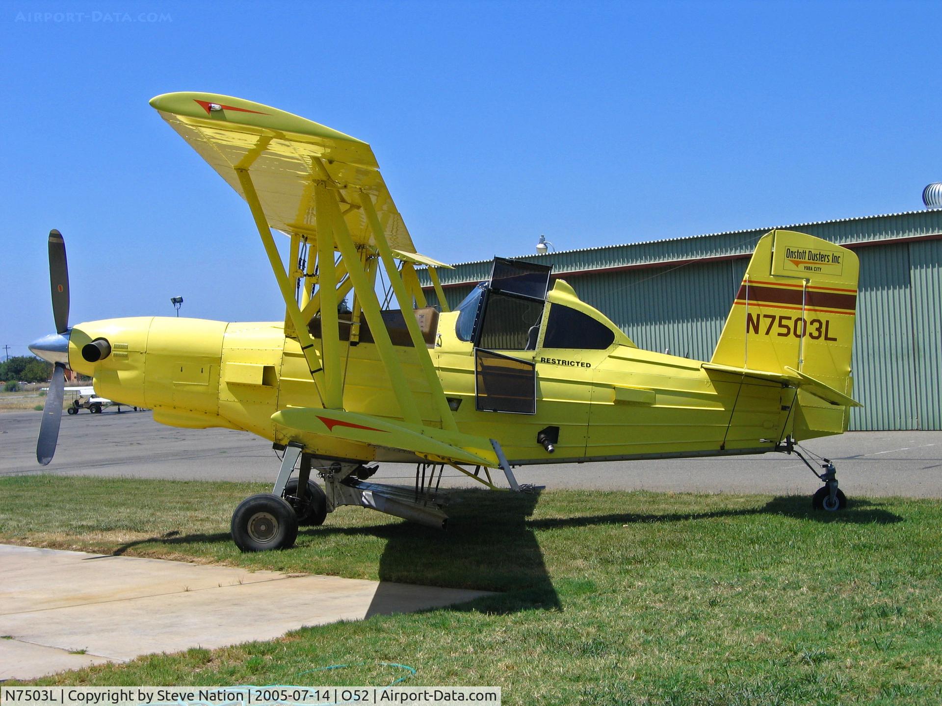 N7503L, 1990 Schweizer Aircraft Corp G-164B C/N 826B, Onstott Dusters 1990 Schweizer G-164B at Yuba City, CA with duster gear
