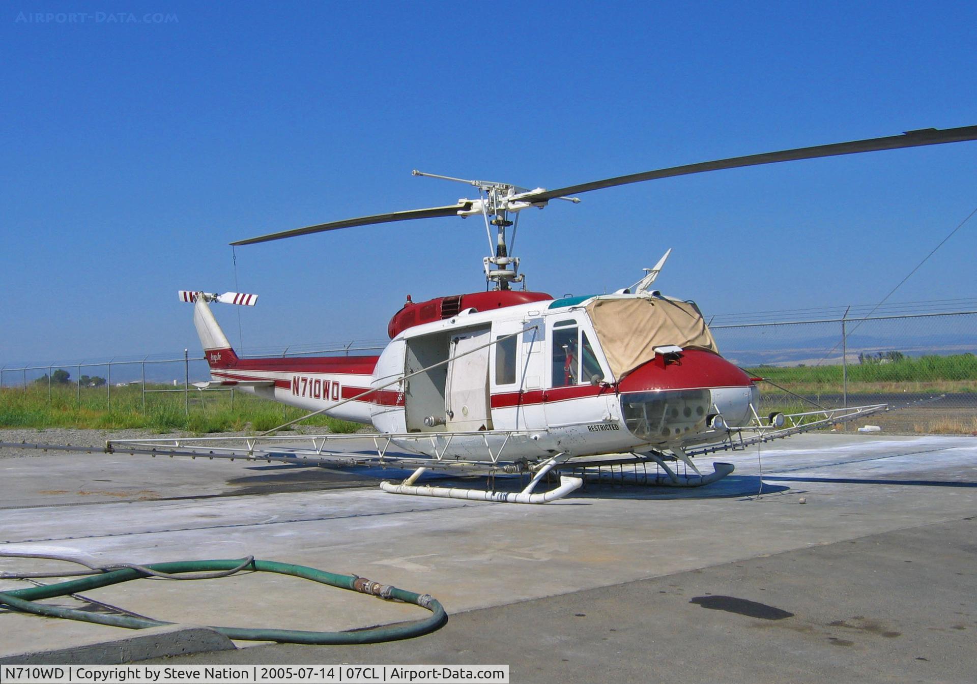 N710WD, Bell UH-1H Iroquois C/N 4805, Avag Inc 1965 Williams Helicopter/Bell UH-1H rigged for spraying at Richvale, CA yard (now flies in Iowa)