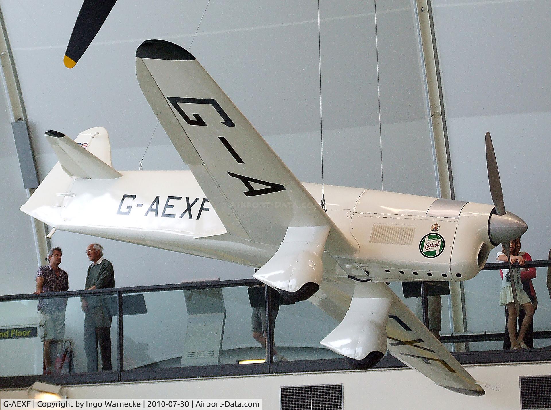 G-AEXF, Percival E-2H Mew Gull (replica) C/N Not found G-AEXF, Percival P-6 Mew Gull (E2H) replica at the RAF Museum, Hendon