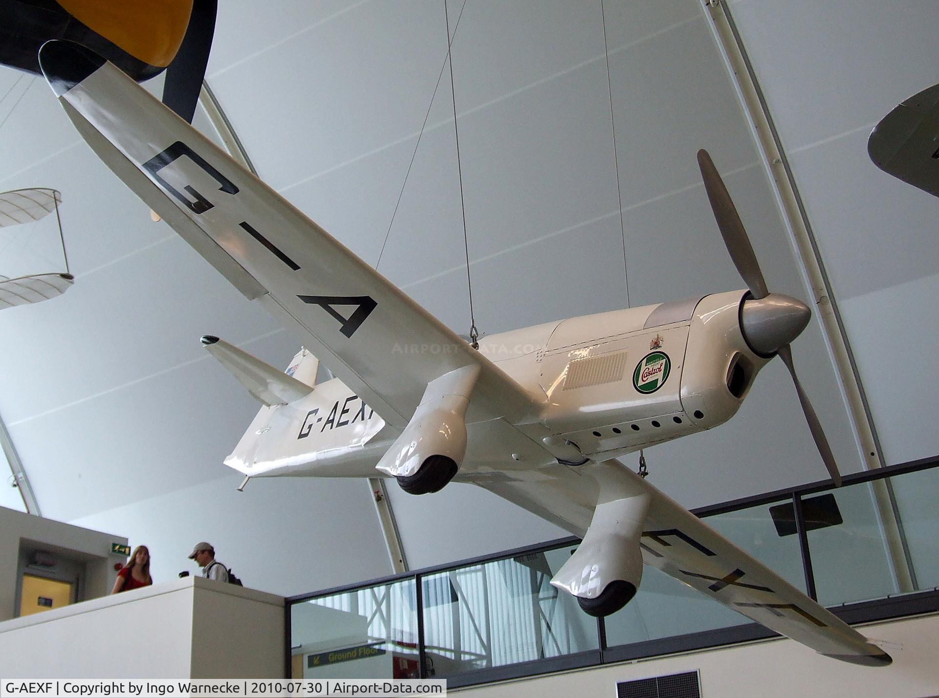 G-AEXF, Percival E-2H Mew Gull (replica) C/N Not found G-AEXF, Percival P-6 Mew Gull (E2H) replica at the RAF Museum, Hendon