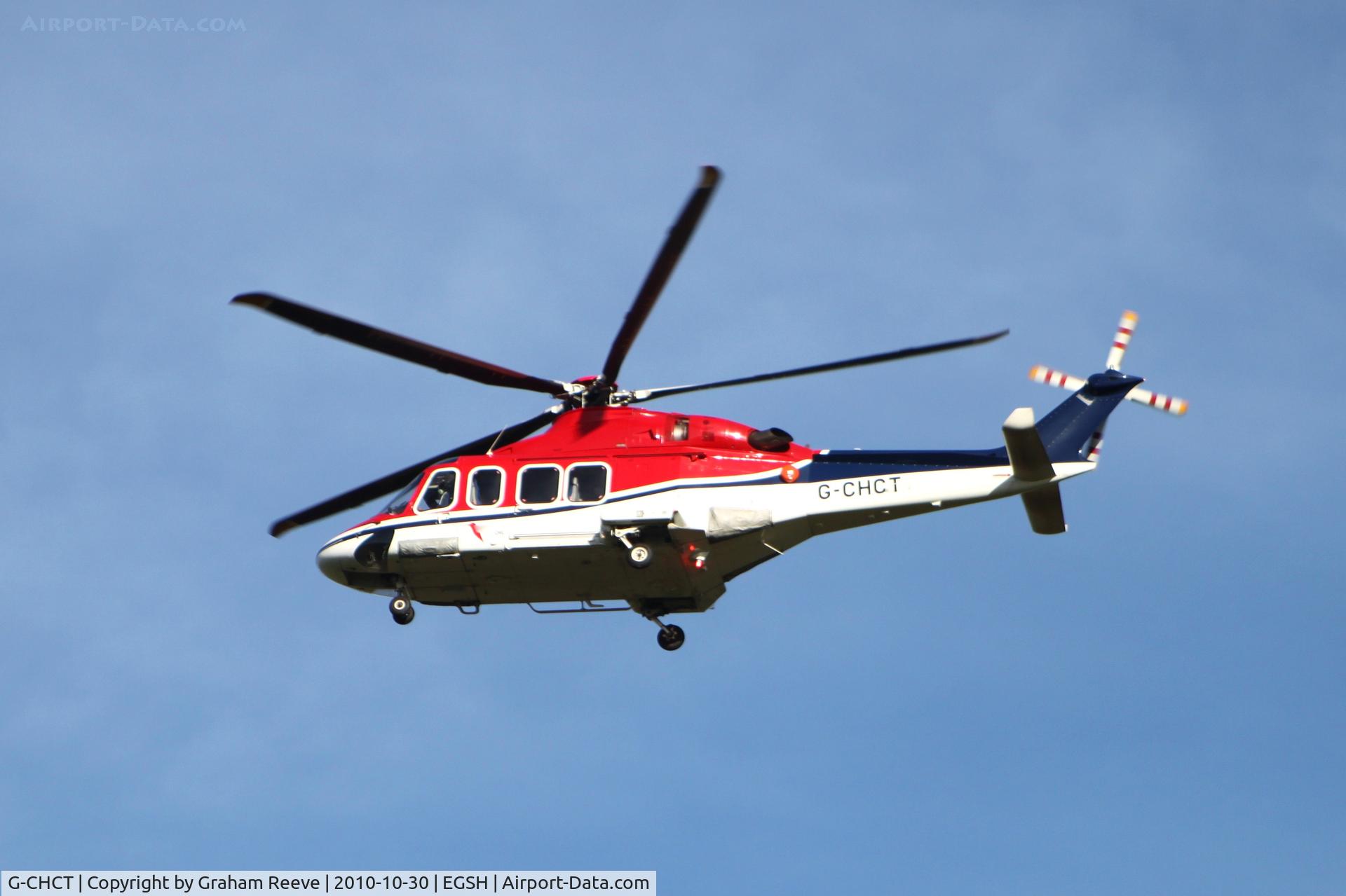 G-CHCT, 2006 Agusta AB-139 C/N 31042, Over flying Norwich Airport.