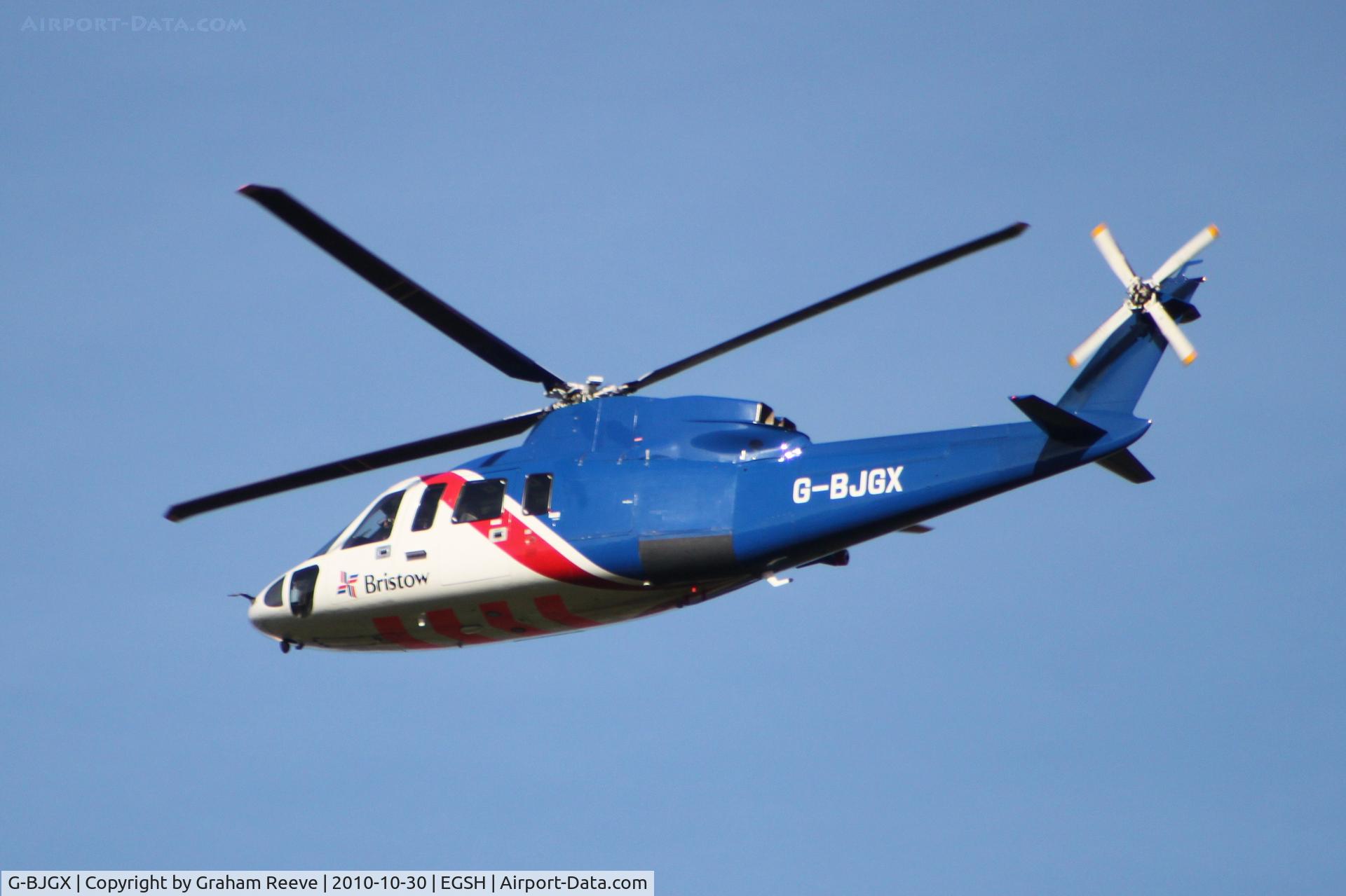 G-BJGX, 1980 Sikorsky S-76A C/N 760026, Passing over head.