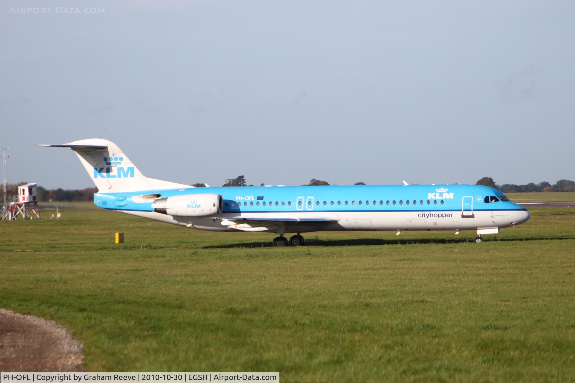 PH-OFL, 1993 Fokker 100 (F-28-0100) C/N 11444, About to depart.