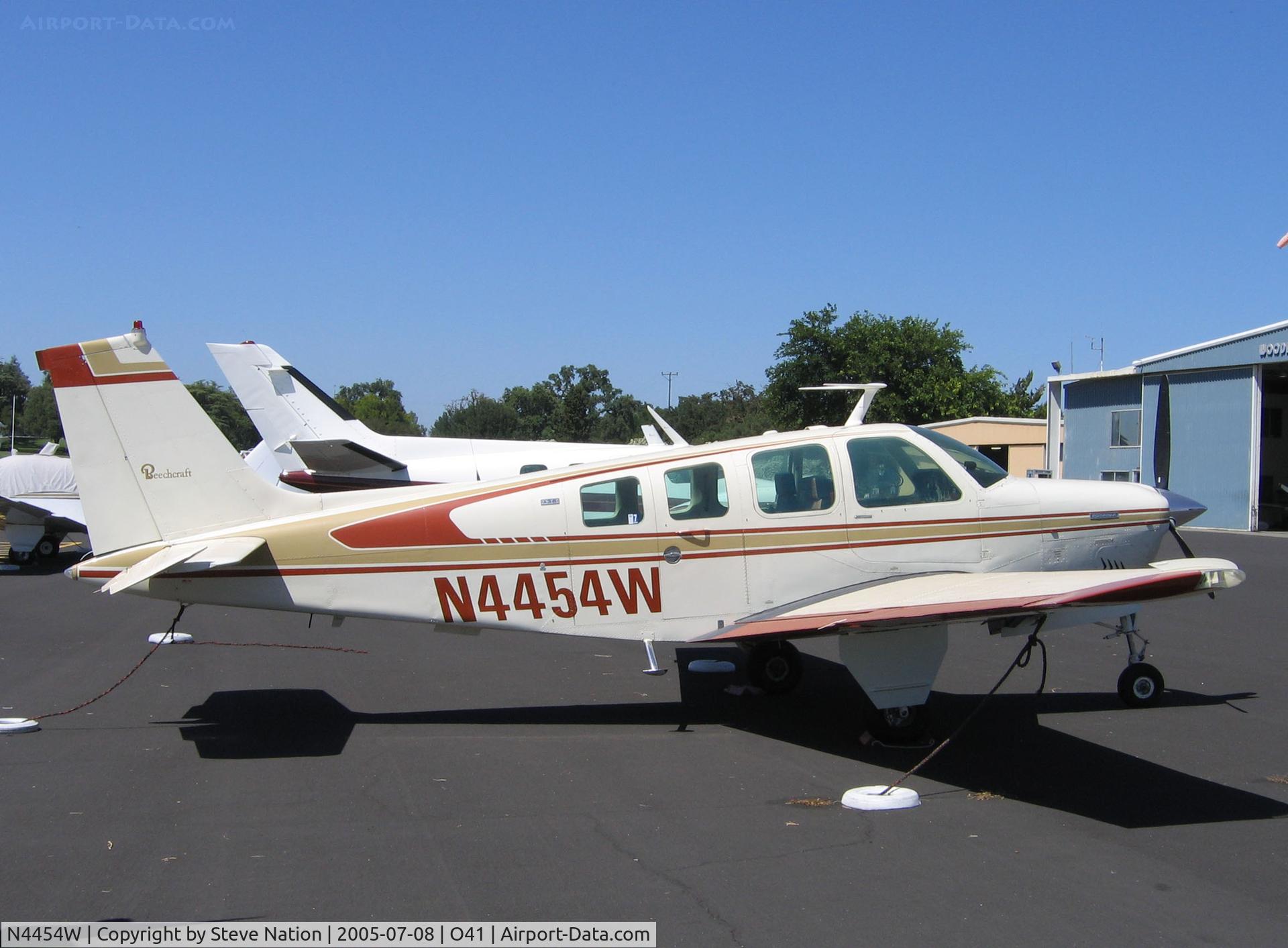 N4454W, 1974 Beech A36 Bonanza 36 C/N E-549, Windell Investment 1974 Beech A36 @ Woodland-Watts Airport, CA