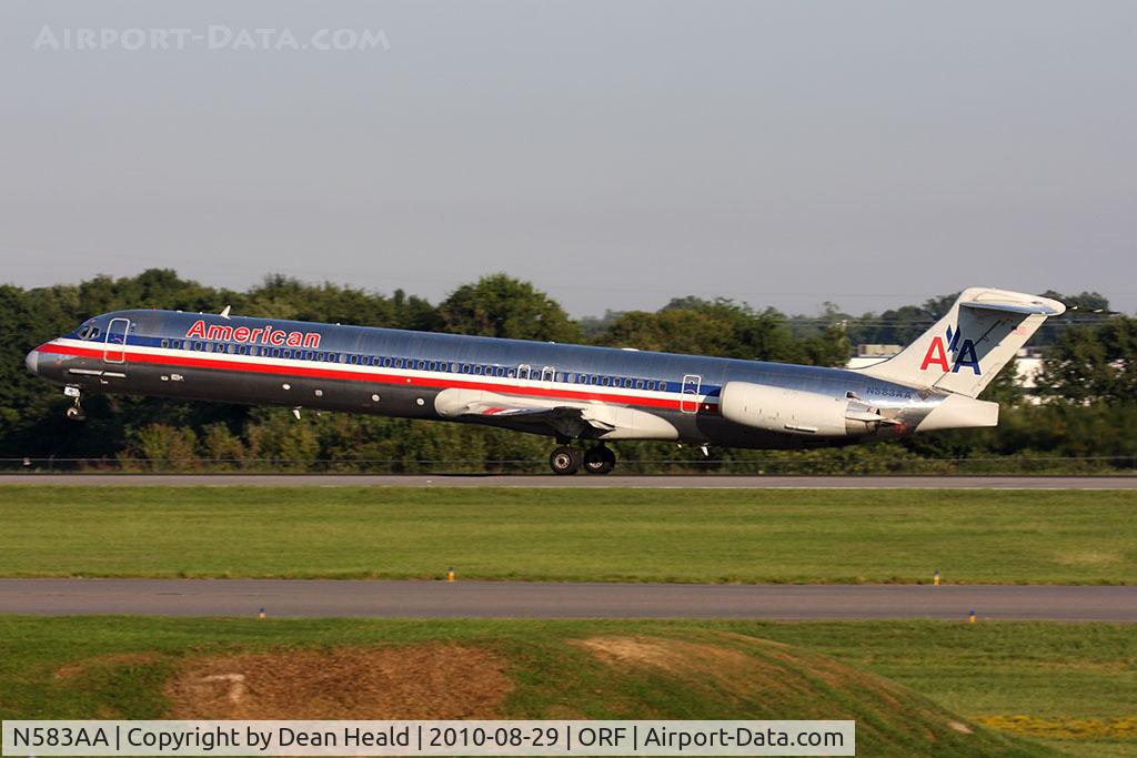 N583AA, 1991 McDonnell Douglas MD-82 (DC-9-82) C/N 53160, American Airlines N583AA (FLT AAL1069) departing RWY 5 en route to Dallas/Fort Worth Int'l (KDFW).