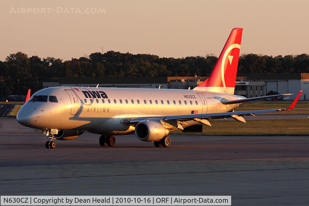 N630CZ, 2008 Embraer 175LR (ERJ-170-200LR) C/N 17000238, Northwest Airlink (Compass Airlines) N630CZ taxiing to RWY 23 via Taxiway Charlie for departure to Minneapolis/St Paul Int'l (KMSP).