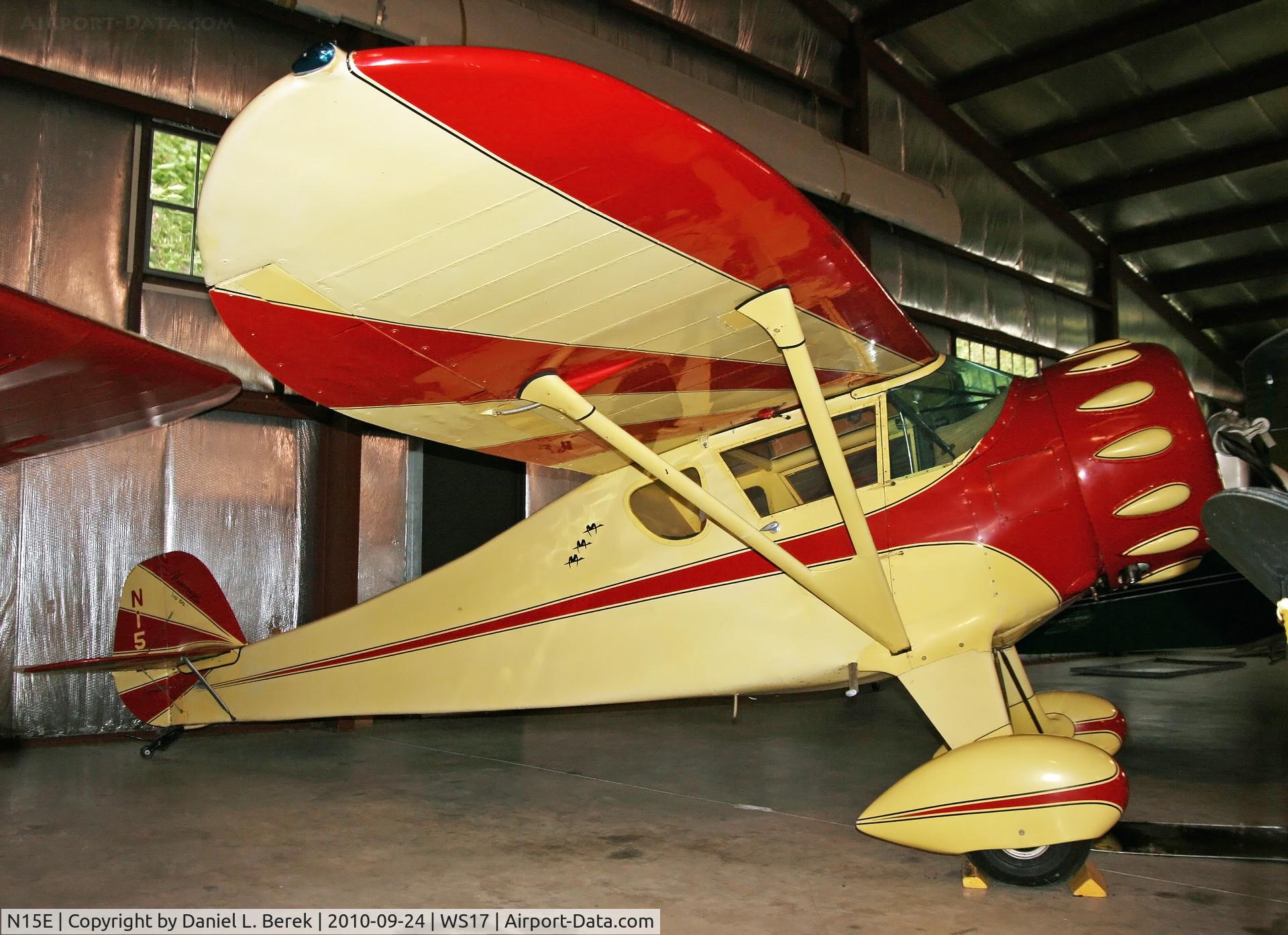 N15E, 1949 Monocoupe 110 Special C/N 7W-97, Modified by shortening the wingspan, these Monocoups were very fast - and very difficult to fly.