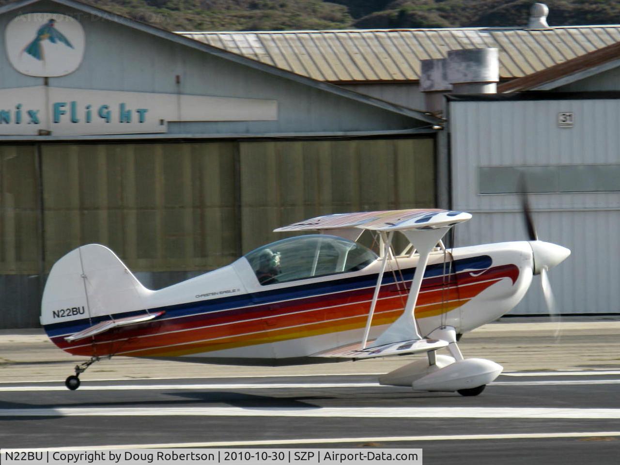 N22BU, 1987 Christen Eagle II C/N BRUNER 0001, 1987 Bruner/Ulmer CHRISTEN EAGLE II, Lycoming AEIO-360 180 Hp aerobatic, takeoff roll Rwy 22