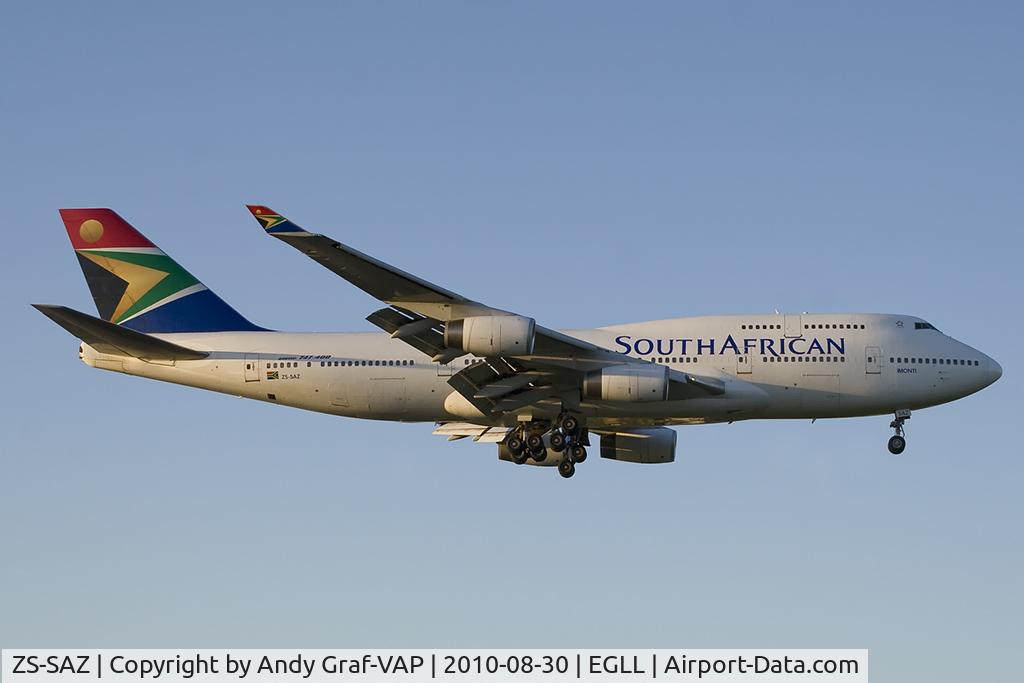 ZS-SAZ, 1998 Boeing 747-444 C/N 29119, South African Airways 747-400