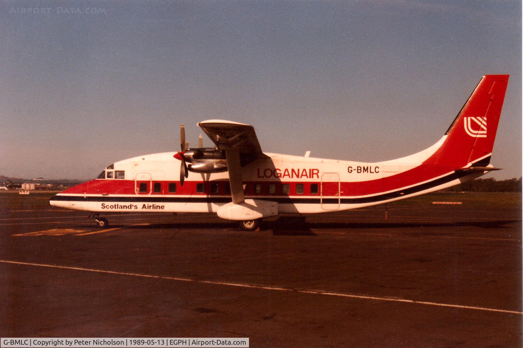 G-BMLC, 1986 Short 360-100 C/N SH.3688, Short 360 of Loganair at Edinburgh in May 1989.