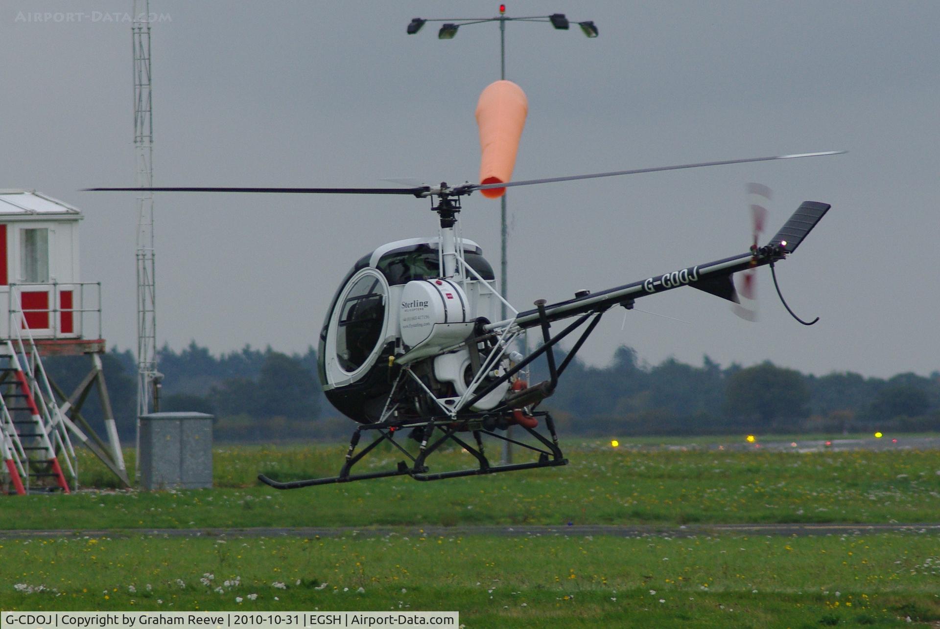 G-CDOJ, 2005 Schweizer 269C-1 C/N 0218, Departing from Norwich.