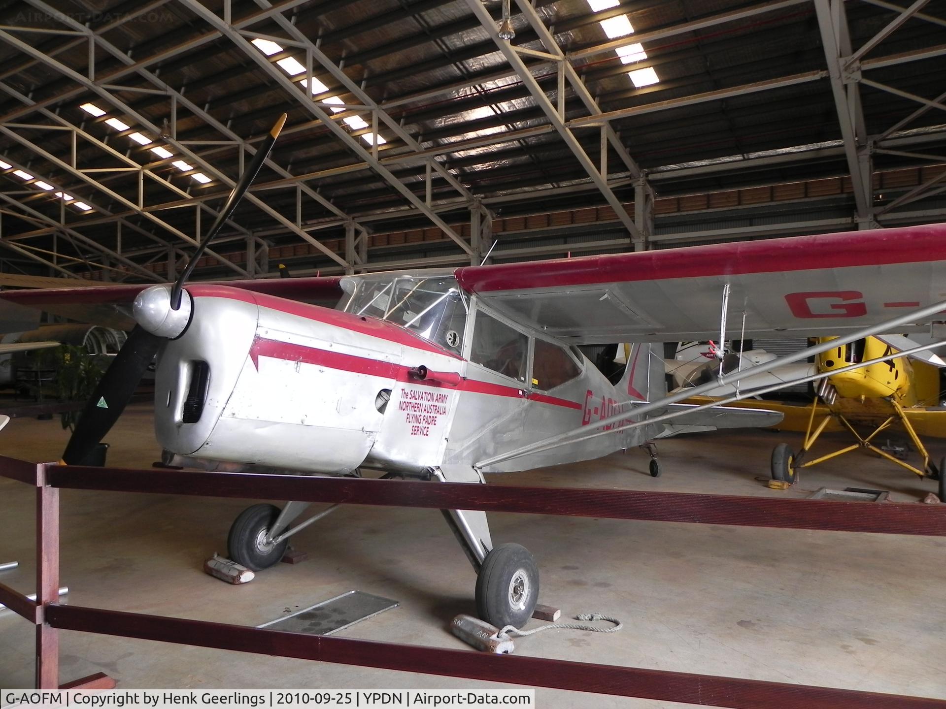 G-AOFM, 1955 Auster J-5P Autocar C/N 3178, Darwin Aviation Museum.
Salvation Army Northern Australia Flying Padre Service