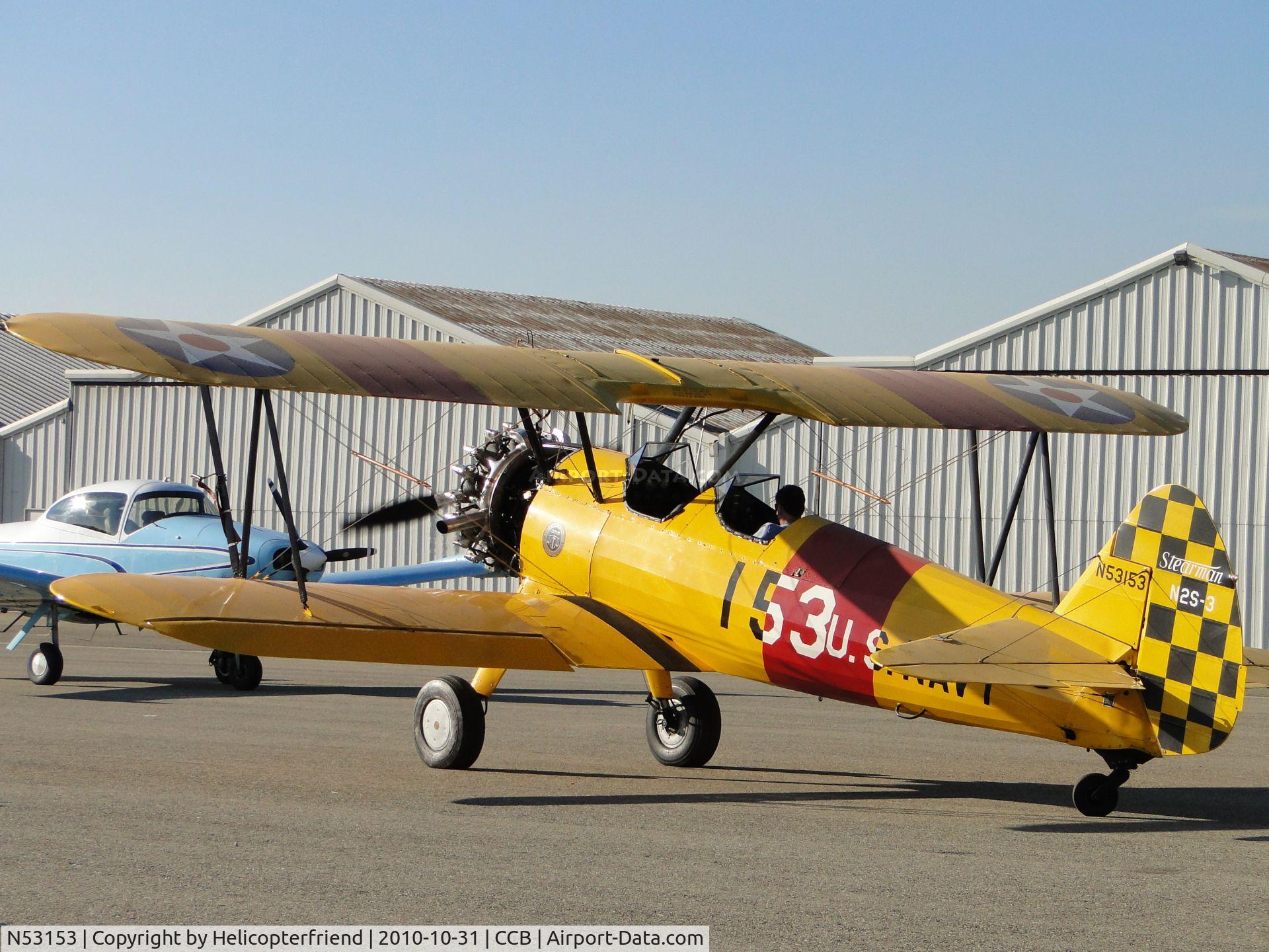 N53153, 1940 Boeing/Stearman A75N1 (PT17/N2S-3S) C/N 75-731, US Navy Stearman N2S-3 parked at Cable and checking engine