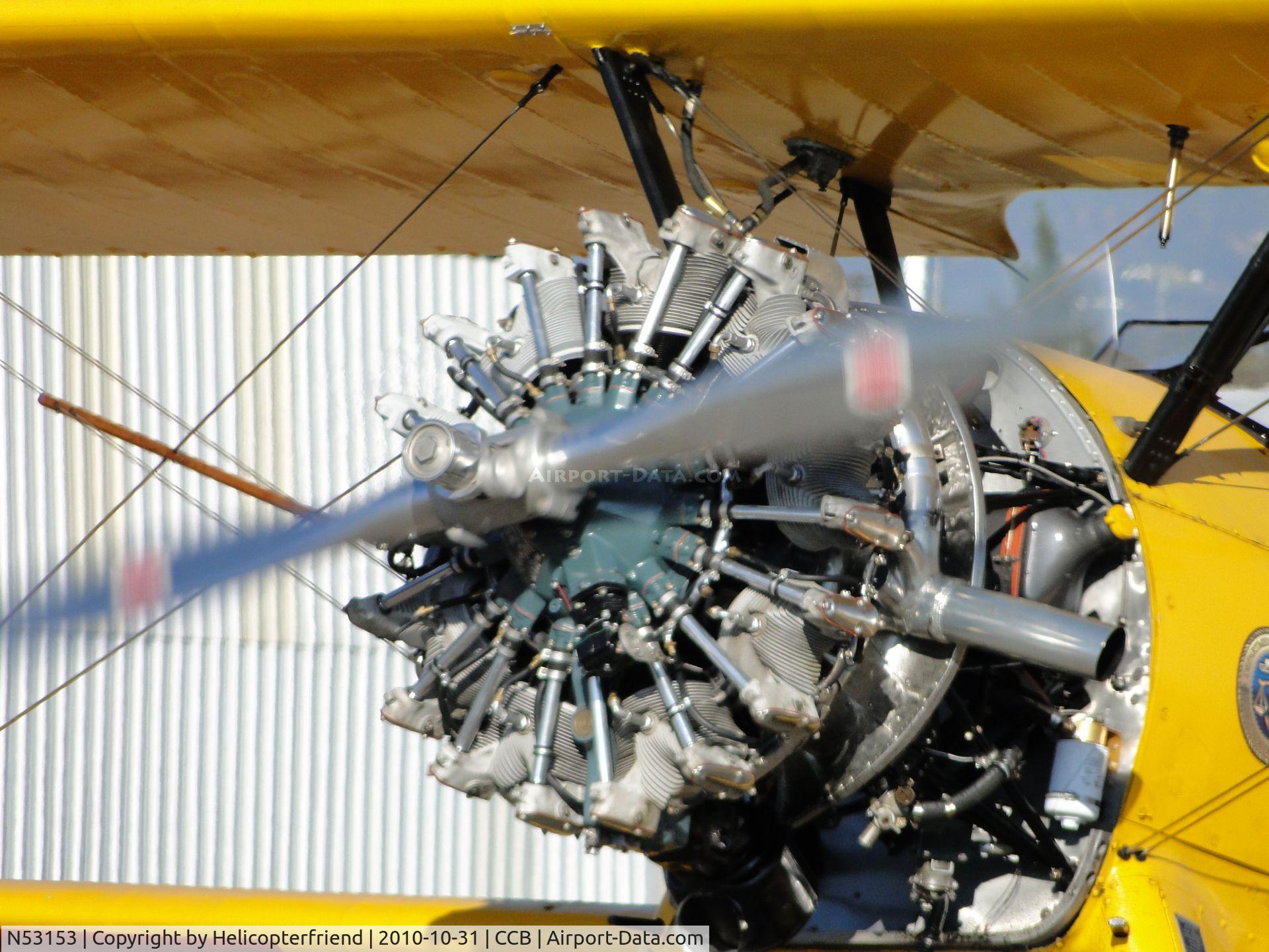N53153, 1940 Boeing/Stearman A75N1 (PT17/N2S-3S) C/N 75-731, Lycoming R-680E Series engine, nine cylinder air-cooled radial, single-barrel carburetor, one inlet and one exhaust valve per cylinder at 30 degrees, Power output: 330 hp (246 kW) at 2,300 rpm at sea level