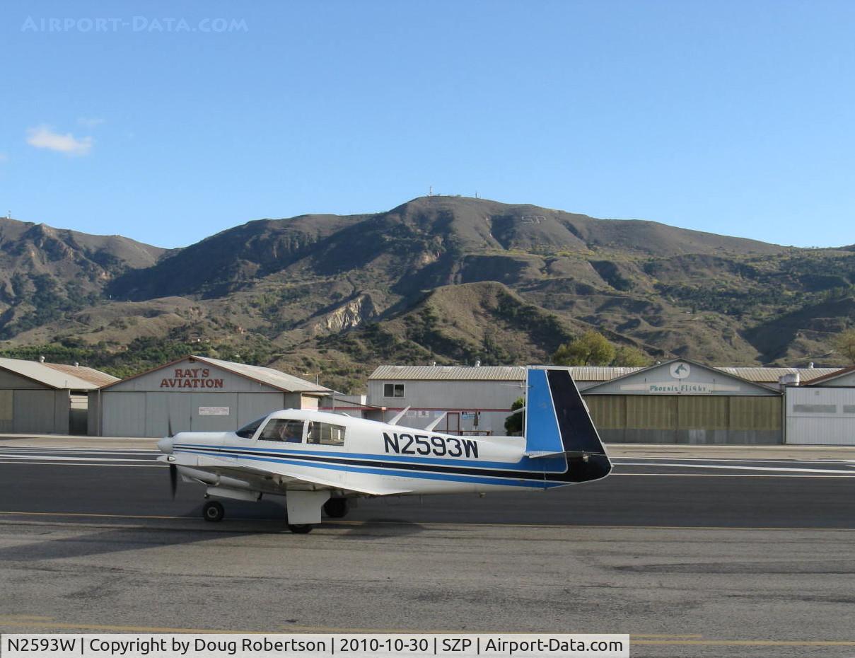 N2593W, 1965 Mooney M20C Ranger C/N 3282, 1965 Mooney M20C, Lycoming O&VO-360 180 Hp, taxi