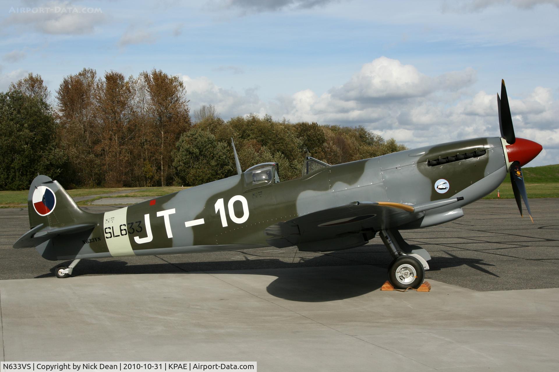 N633VS, 1945 Supermarine 361 Spitfire LF.IXe C/N CBAF.IX.571, KPAE Preparing for first flight in the US this afternoon