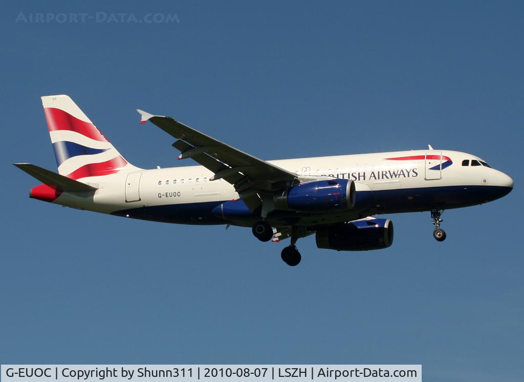 G-EUOC, 2001 Airbus A319-131 C/N 1537, Landing rwy 14