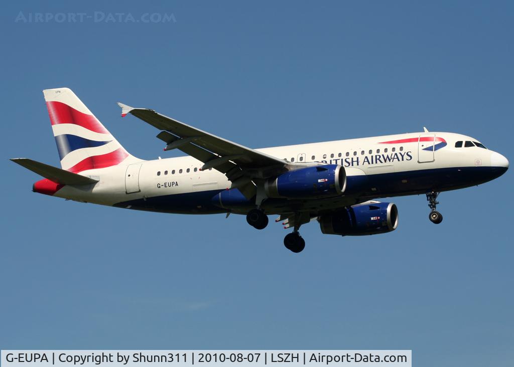 G-EUPA, 1999 Airbus A319-131 C/N 1082, Landing rwy 14