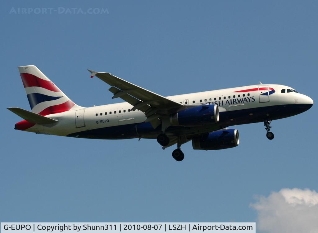 G-EUPO, 2000 Airbus A319-131 C/N 1279, Landing rwy 14