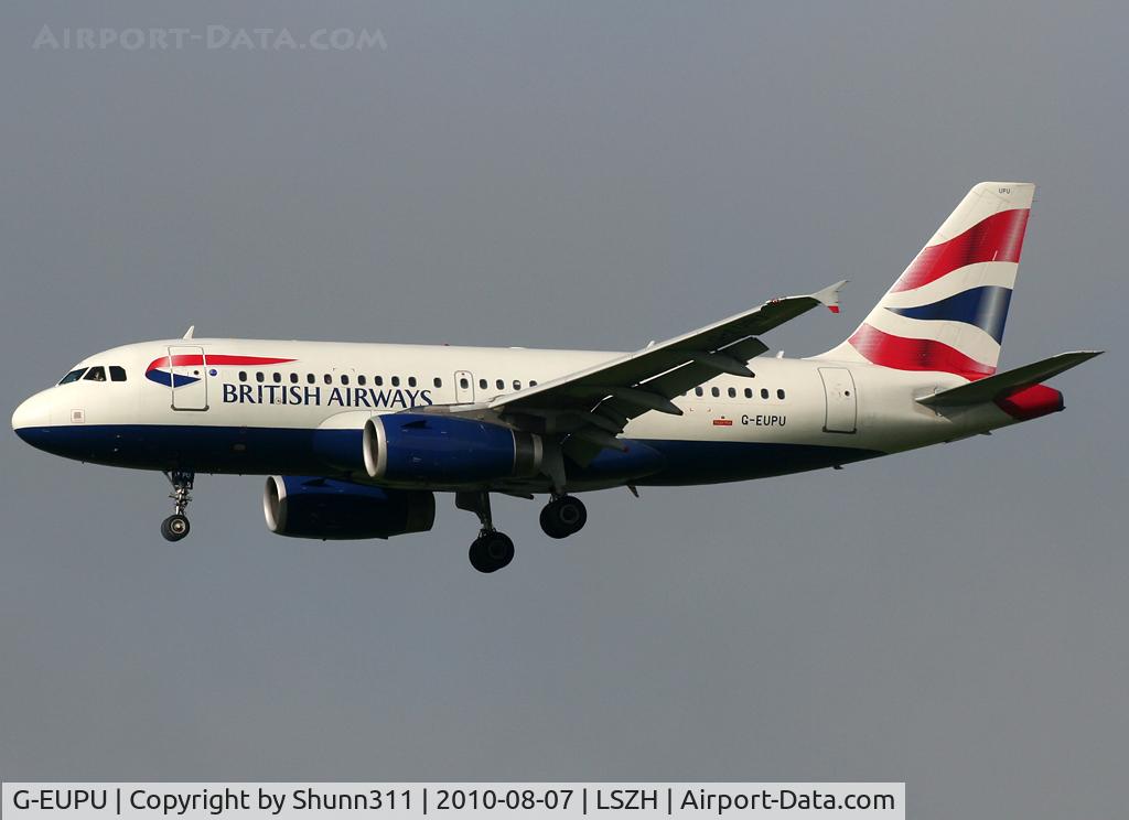 G-EUPU, 2000 Airbus A319-131 C/N 1384, Landing rwy 14