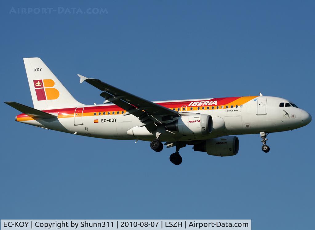 EC-KOY, 2008 Airbus A319-111 C/N 3443, Landing rwy 14