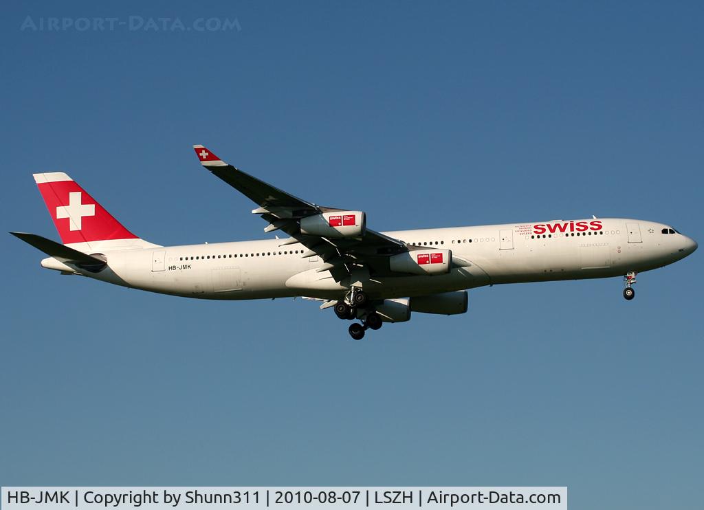 HB-JMK, 1997 Airbus A340-313 C/N 169, Landing rwy 14