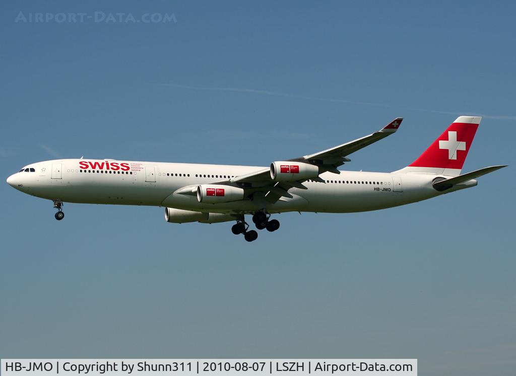 HB-JMO, 1997 Airbus A340-313 C/N 179, Landing rwy 14