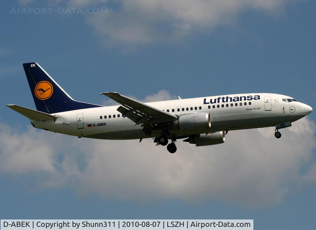 D-ABEK, 1991 Boeing 737-330 C/N 25414, Landing rwy 14