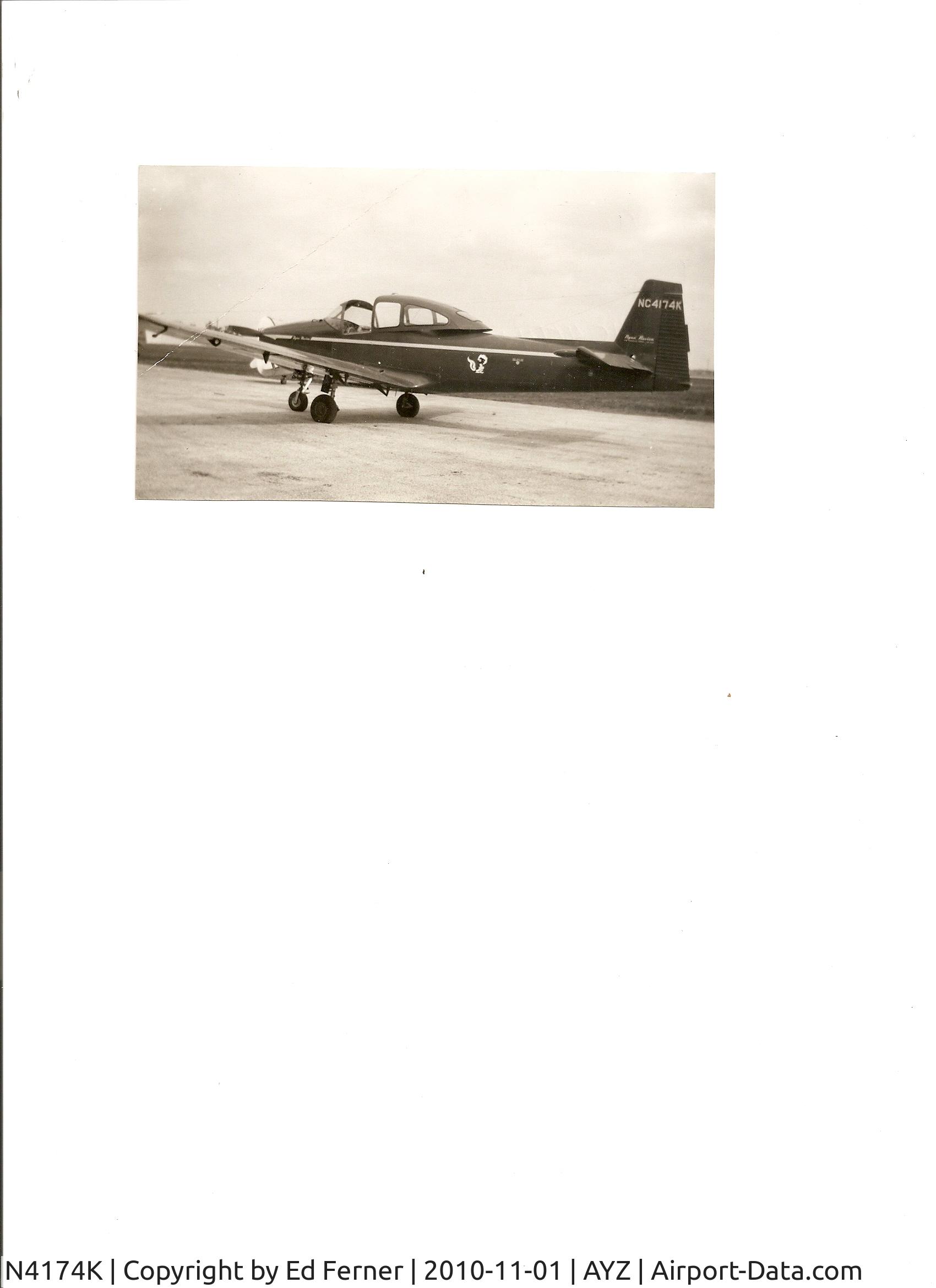 N4174K, 1948 Ryan Navion A C/N NAV-4-1174, On ramp early 1950's at Zahns Airport, Amityville, Long Island.