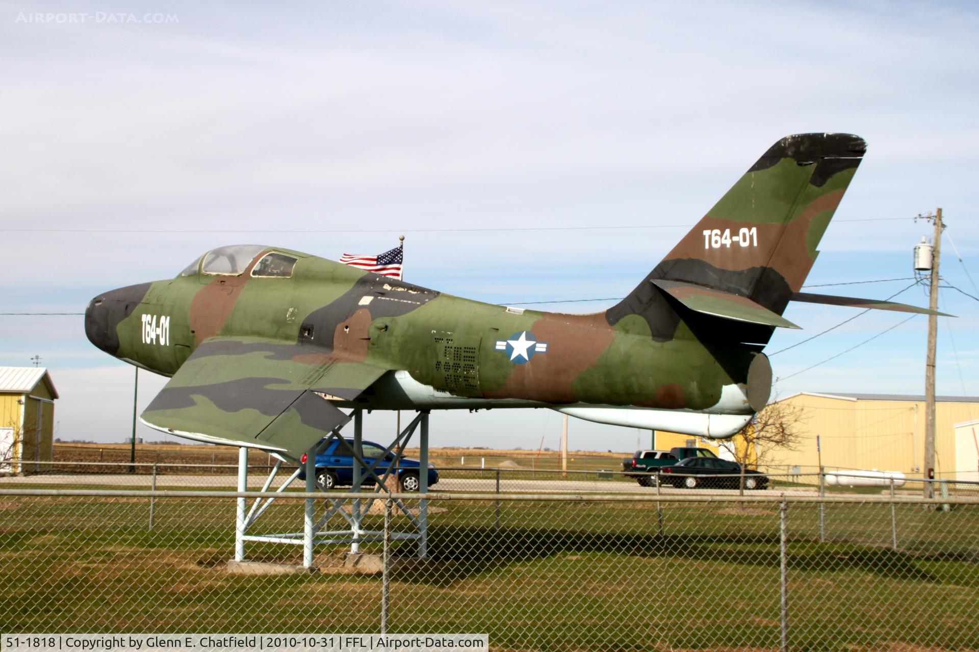 51-1818, 1951 Republic F-84F-30-RE Thunderstreak C/N Not found 51-1818, Gate guardian