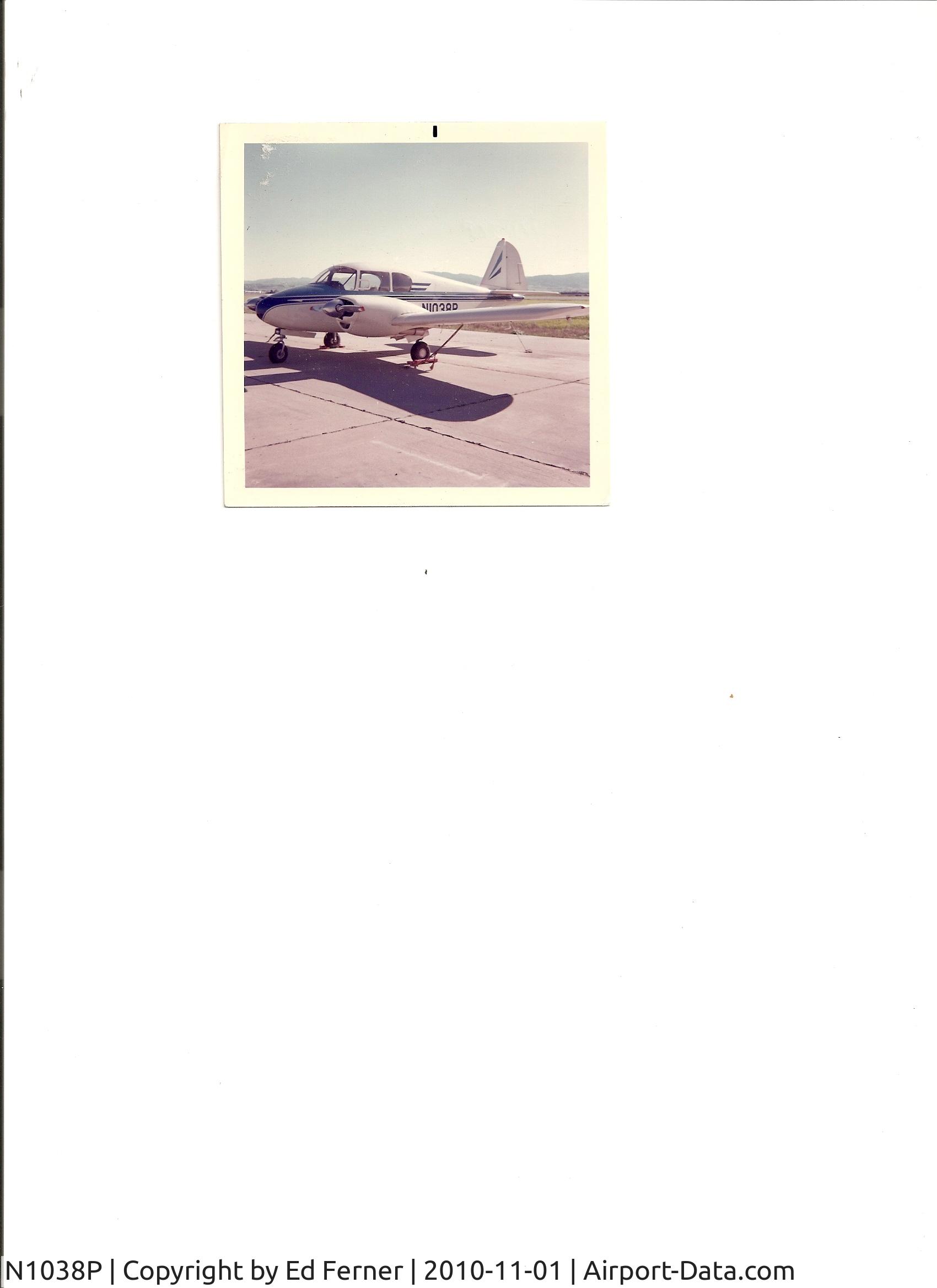 N1038P, 1954 Piper PA-23 C/N 23-40, Aircraft tied down at Hollister Airport, California. Photo late 1960's.