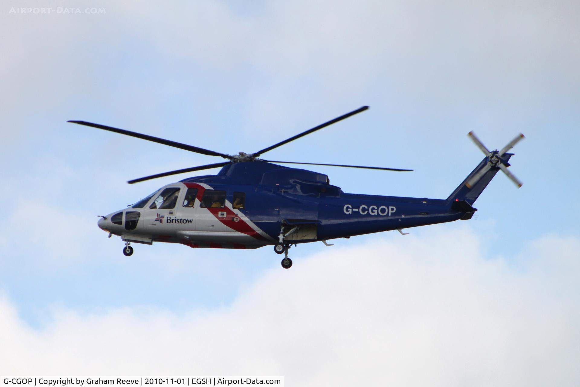 G-CGOP, 2010 Sikorsky S-76C C/N 760778, Landing at Norwich.