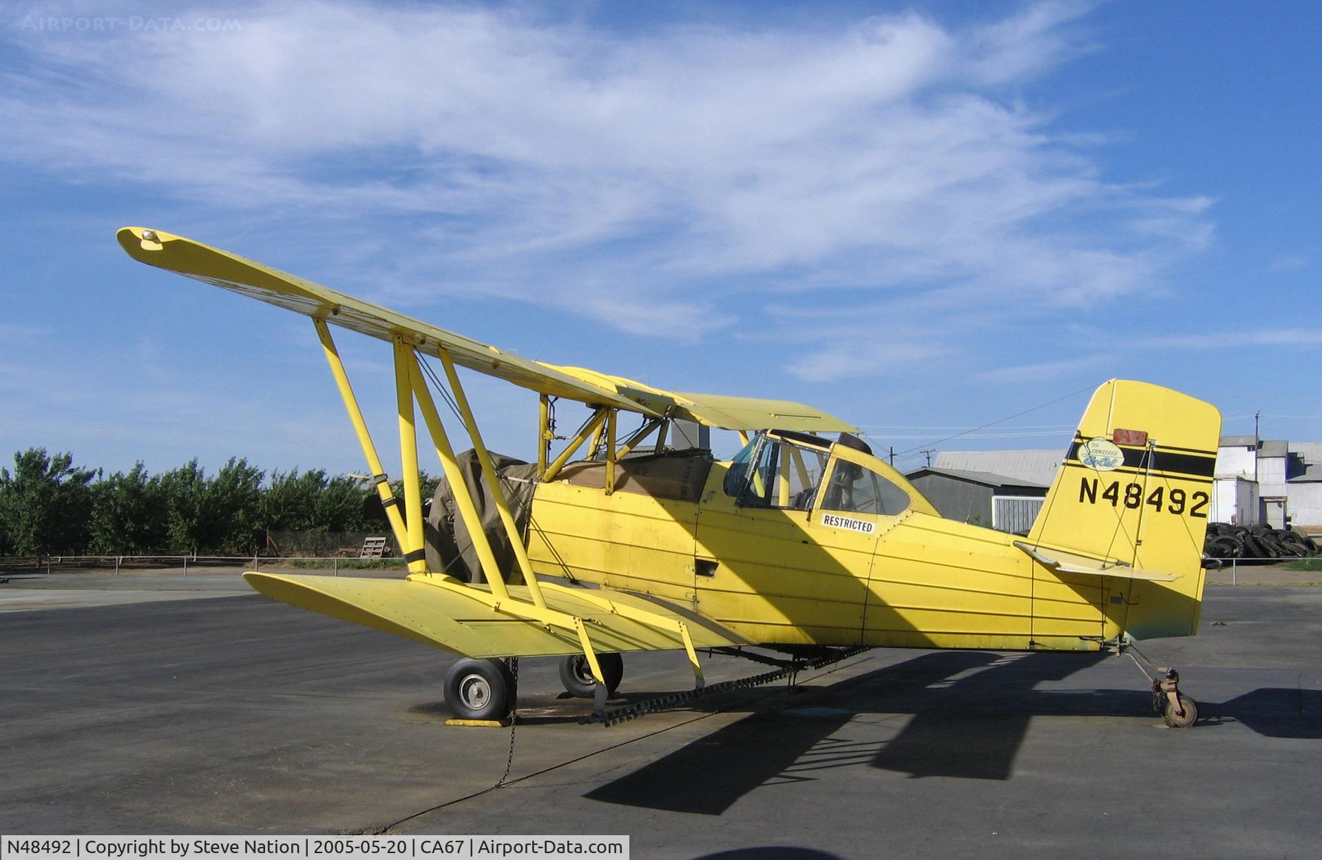 N48492, 1976 Grumman-Schweizer G-164B C/N 47B, Valley Crop Dusters 1976 G-164 sprayer with engine covered @ Westley, CA