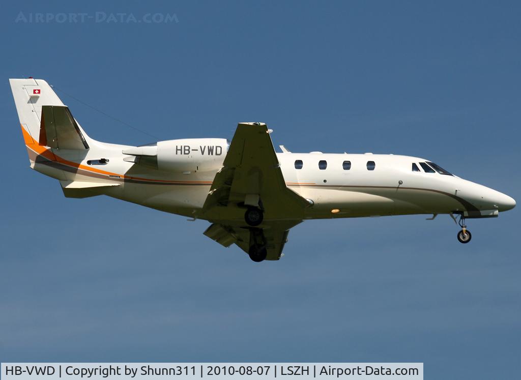 HB-VWD, 2009 Cessna 560XL Citation XLS+ C/N 560-6021, Landing rwy 14