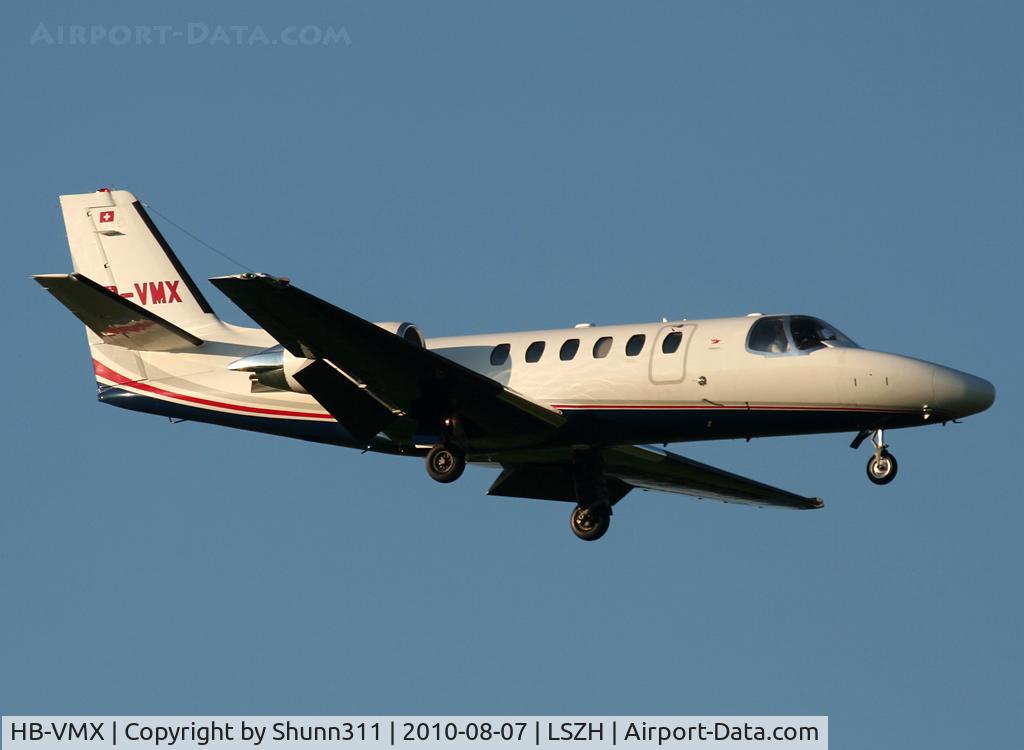 HB-VMX, 2000 Cessna 550B Citation Bravo C/N 550-0946, Landing rwy 14