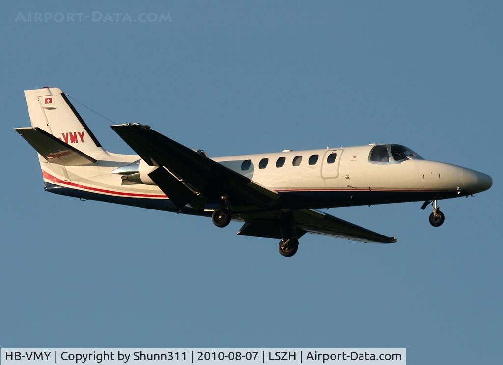 HB-VMY, 2001 Cessna 550 Citation Bravo C/N 550-0964, Landing rwy 14