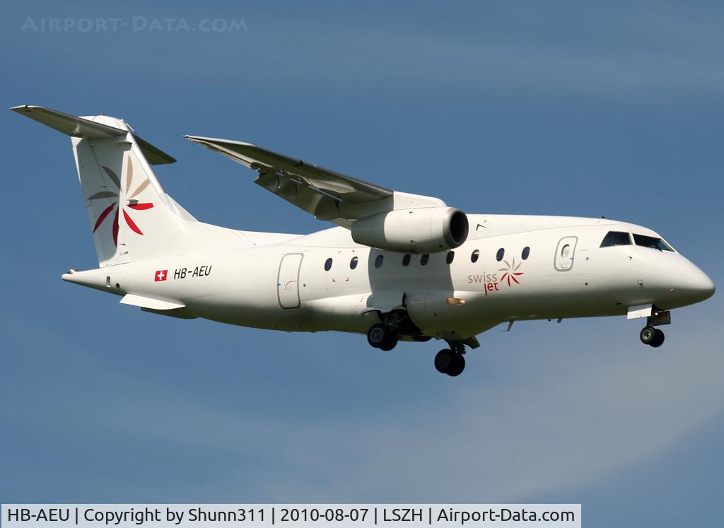 HB-AEU, 2002 Fairchild Dornier 328-300 328JET C/N 3199, Landing rwy 14