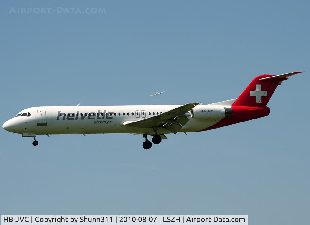 HB-JVC, 1994 Fokker 100 (F-28-0100) C/N 11501, Landing rwy 14