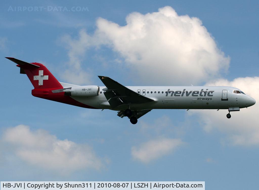 HB-JVI, 1990 Fokker 100 (F-28-0100) C/N 11325, Landing rwy 14