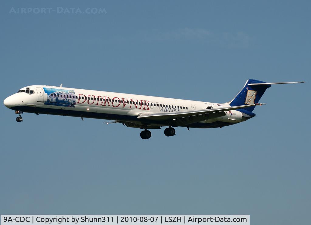9A-CDC, 1982 McDonnell Douglas MD-82 (DC-9-82) C/N 49112, Landing rwy 14