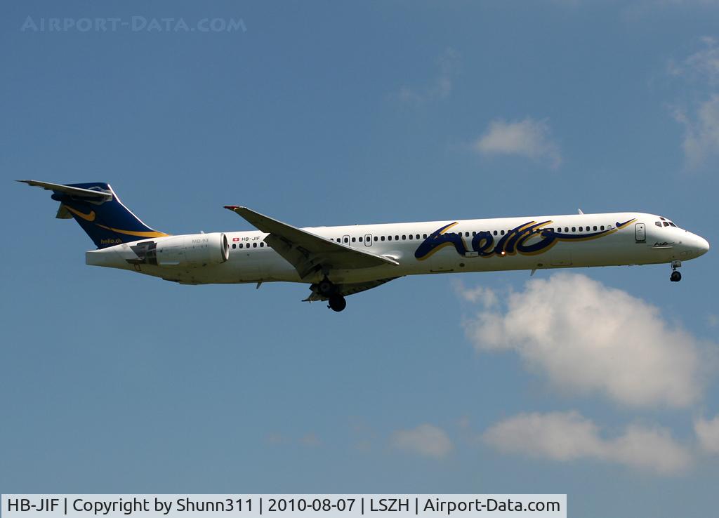 HB-JIF, 1998 McDonnell Douglas MD-90-30 (JAA) C/N 53462, Landing rwy 14