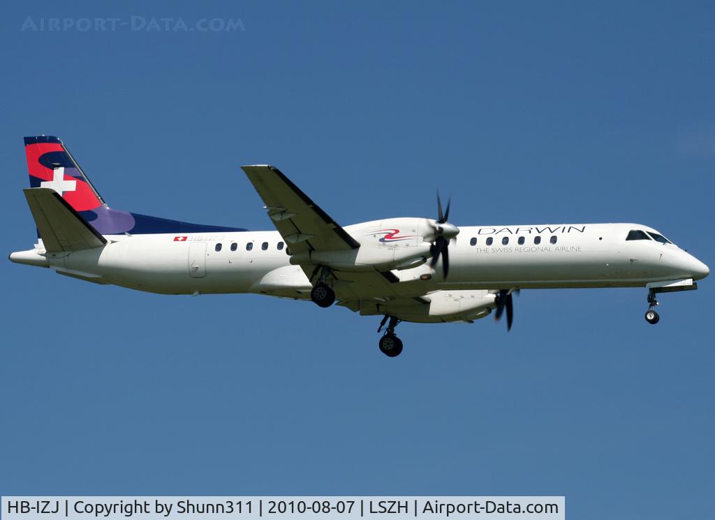 HB-IZJ, 1995 Saab 2000 C/N 2000-015, Landing rwy 14