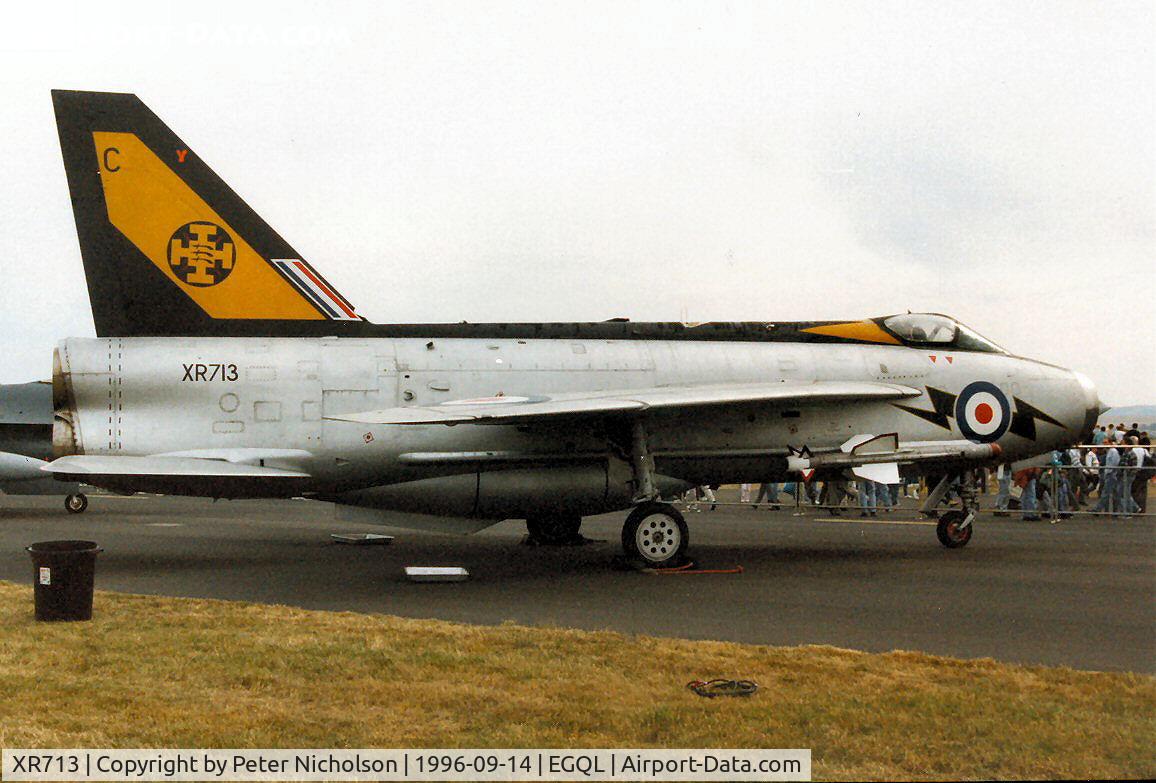 XR713, 1964 English Electric Lightning F.3 C/N 95196, Lightning F.3 in 111 Squadron markings on display at the 1996 RAF Leuchars Airshow.