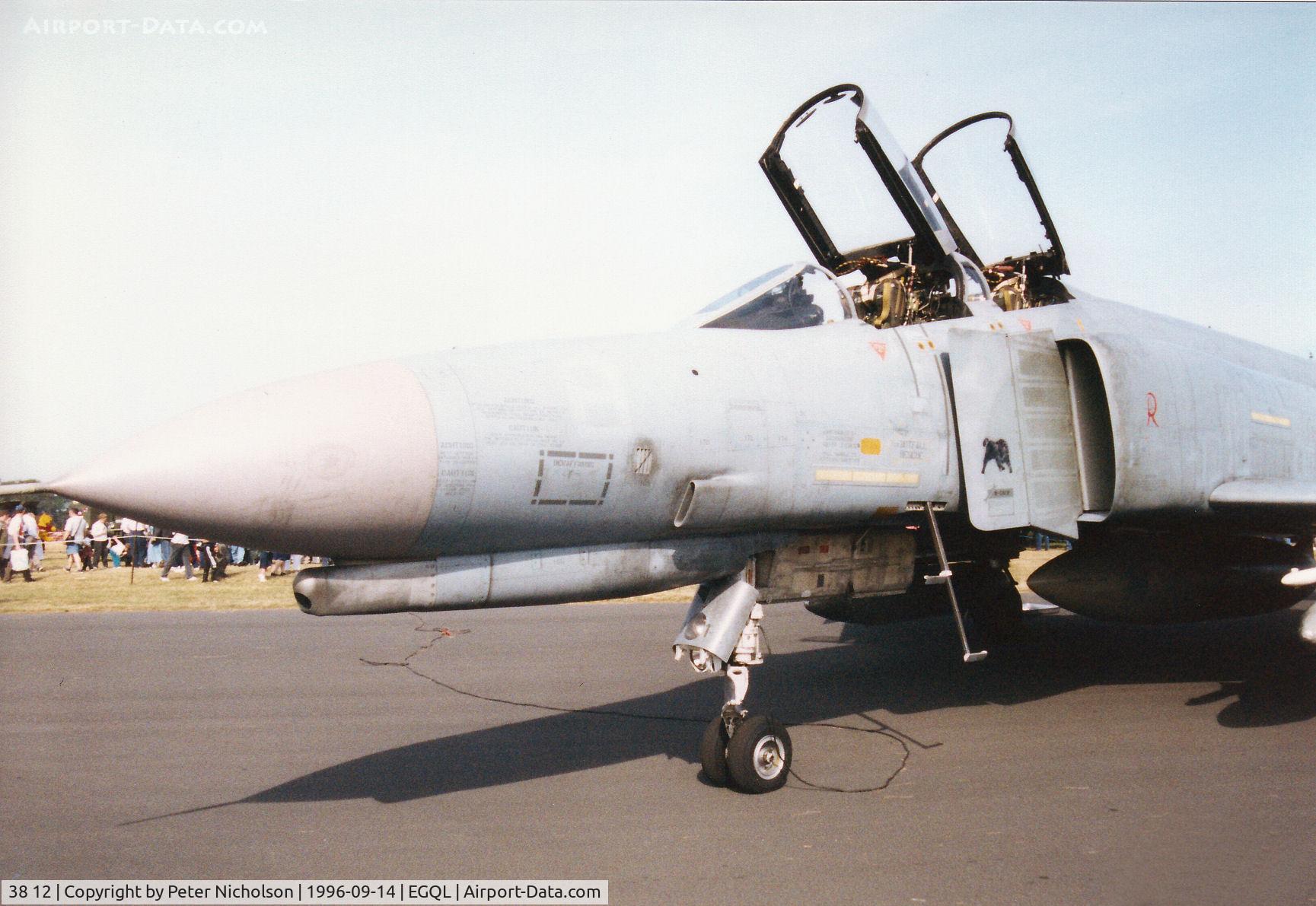 38 12, 1972 McDonnell Douglas F-4F Phantom II C/N 4640, F-4F Phantom, callsign Messerschmitt 1, of JG-71 on display at the 1996 RAF Leuchars Airshow.