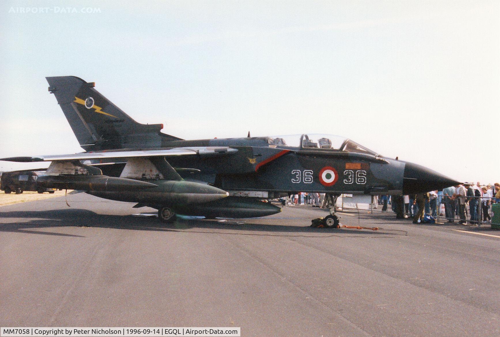 MM7058, Panavia Tornado IDS C/N 461/IS057/5067, Tornado IDS, callsign India 7055, of 36 Stormo Italian Air Force on display at the 1996 RAF Leuchars Airshow.