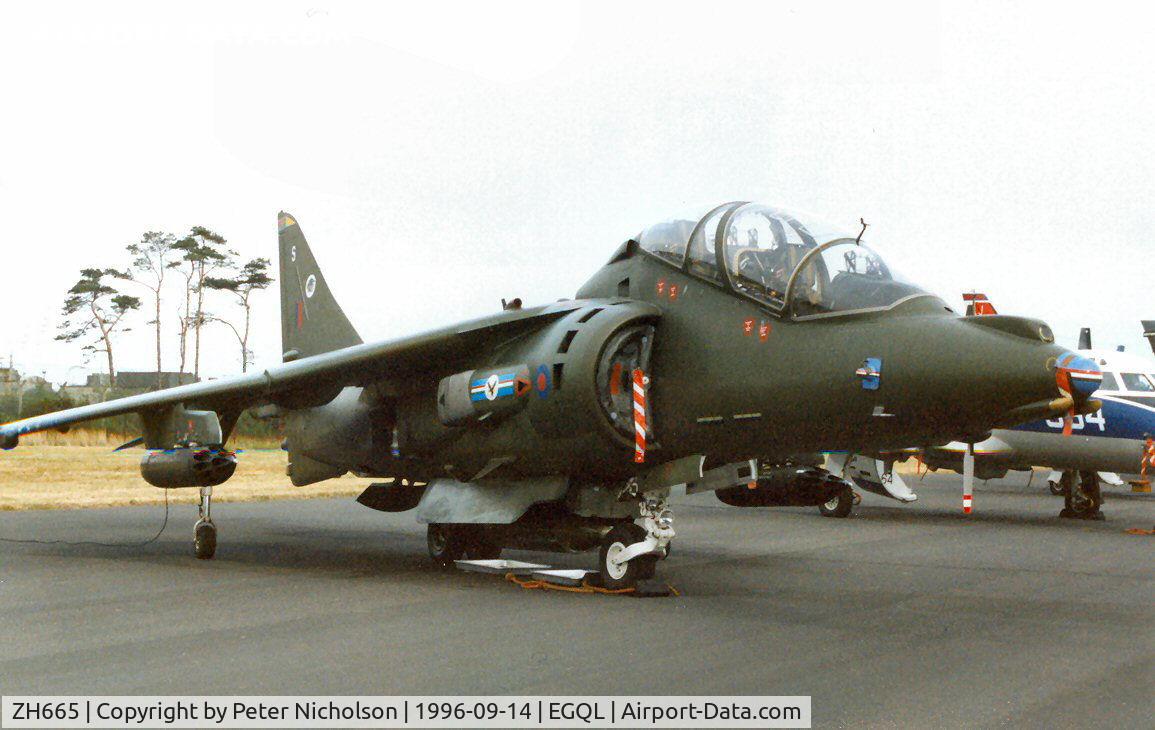ZH665, 1995 British Aerospace Harrier T.10 C/N TX013, Harrier T.10, callsign Thumper 2, of 20[Reserve] Squadron at RAF Wittering on display at the 1996 RAF Leuchars Airshow.